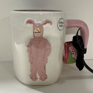 Rae Dunn A Christmas Story Mug - Pink Handle and White Ceramic